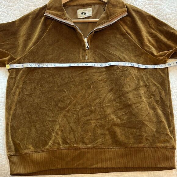 Madewell MWL Velour Half Zip Sweatshirt Lounge Retro 70s Dried Cedar Brown XS - Picture 6 of 10